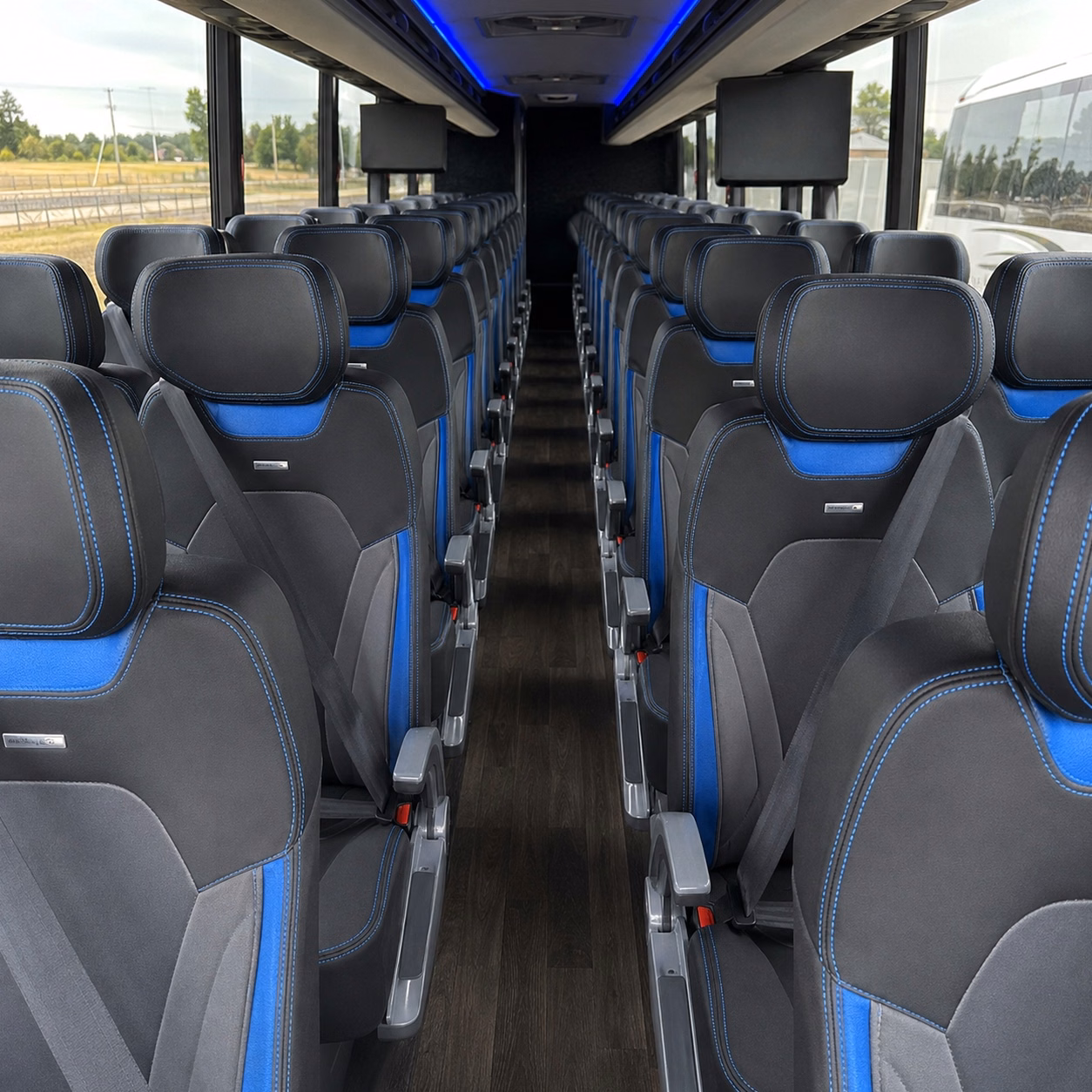 56 passenger charter bus inside